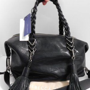 New Rebecca Minkoff Renee Black Leather Satchel‎ Tote Bag